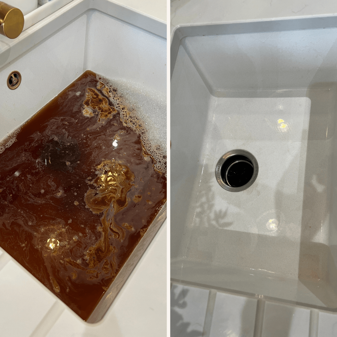 Before and after blocked sink in Warrington